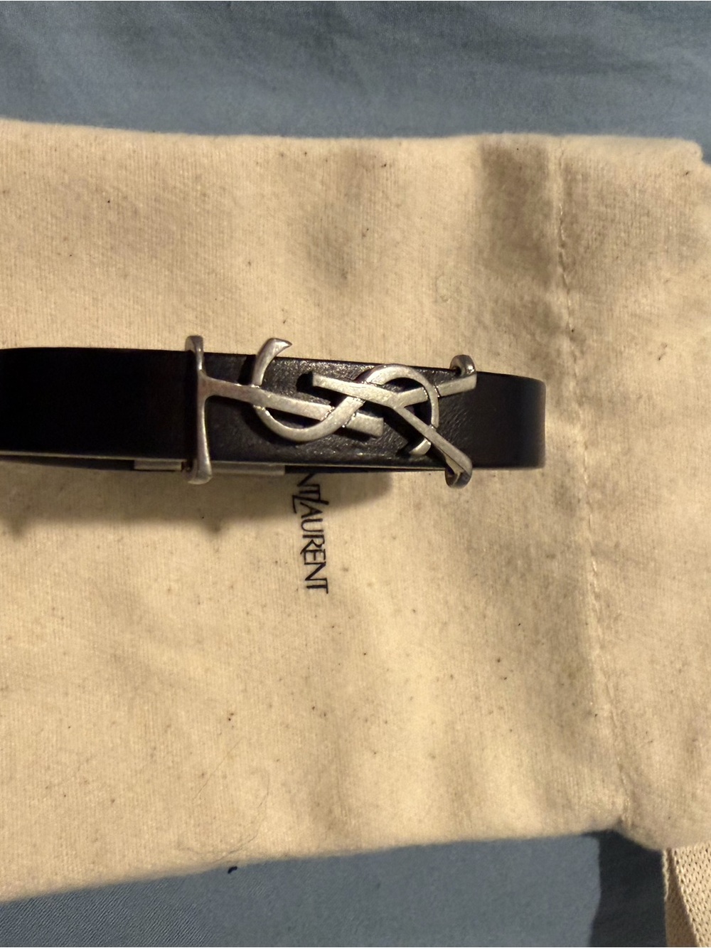 Yves Saint Laurent Black Leather Bracelet